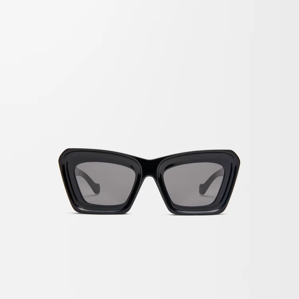 Loewe Anagram Beveled Cat Eye Sunglasses - Black